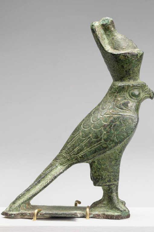 Unknown maker, Statuette of a falcon, standing with double crown. Ptolemaic Period. Courtesy of WCMA