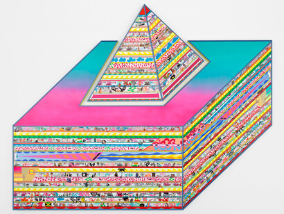 Erik Parker, Disconnected, 2015, acrylic on canvas, 84 1/2 x 105 1/4 inches, 214.6 x 267.3 cm
