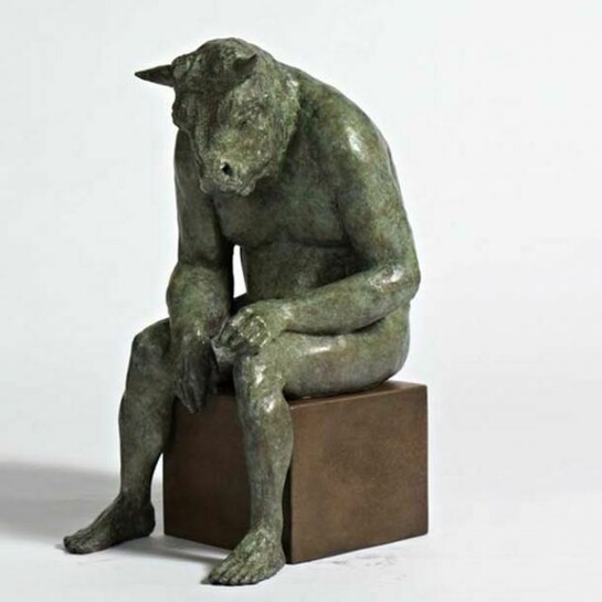 Beth Carter, Sitting Minotaur, Bronze (edition of 15), 22" x 15¾" x 11"