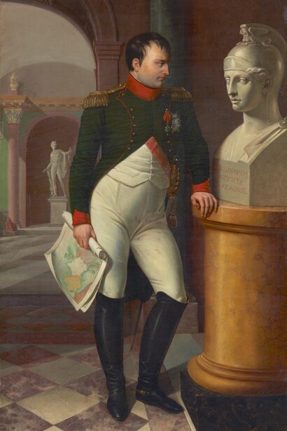 Napoleón, contemplando el busto de Atenea y con un mapa de Europa en la mano, por Andrea Appiani (1754-1817)