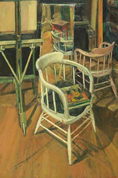 George Anthony Butler, 1927–2010, Jeff's Easel, 1982, oil on canvas, 76 x 50 cm, 297⁄8 x 195⁄8 in