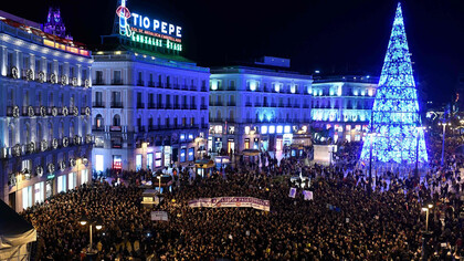 Thousands of demonstrators gathered in Madrid, Spain, to mark the International Day for the Elimination of Violence Against Women