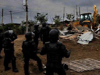 Why were the evictions carried out without resettlement in adequate housing?
