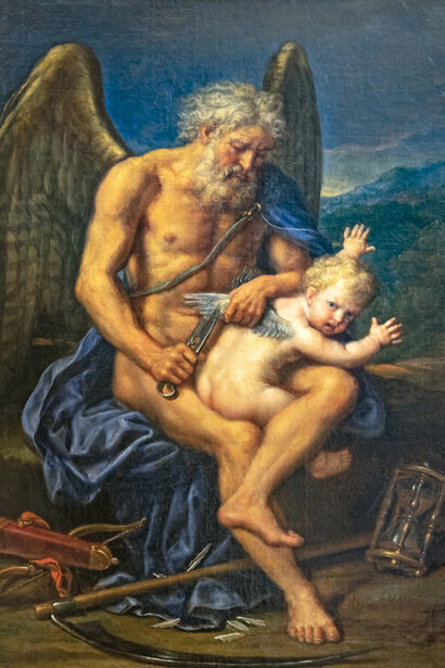Pierre Mignard, Le Temps coupant les ailes de l'Amour, olio su tela, 1694, Collection Motais de Narbonne