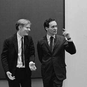 Andy Warhol and Robert Indiana. Image copyright William John Kennedy (detail). Courtesy of Woodbury House 