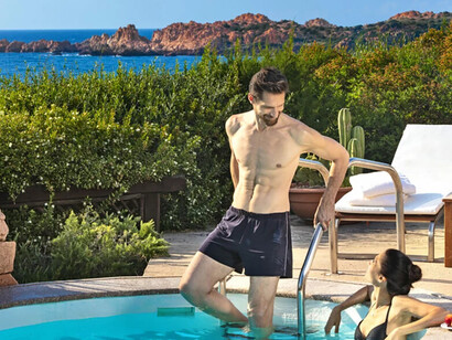 Spectacular outlook from the Hotel Marinedda Thalasso & SPA, overlooking Isola Rossa, Sardinia, Italy