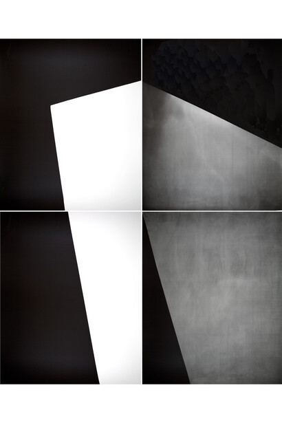 Alison Rossiter, From the series Split, Haloid Military, expired October 1957, processed 2015, Four Gelatin Silver Prints, Unique © Alison Rossiter, Courtesy Yossi Milo Gallery, New York