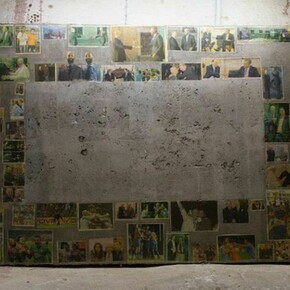 Matheus Rocha Pitta, Decimo accordo (detail), 2013, concrete and newspaper clips, 100 x 150 cm, © Matheus Rocha Pitta, courtesy of Sprovieri, London