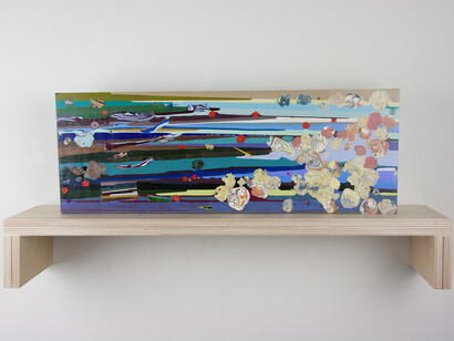 Laura Moriarty, The Clouds 1, 2015, pigmented beeswax, 7.75 x 20 x 2.5 inches