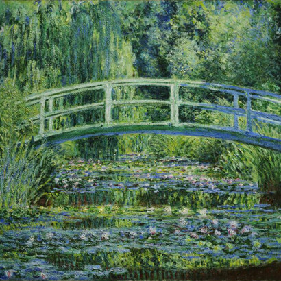 Claude Monet, Water Lilies and Japanese Bridge, 1899. Oil paint on canvas; 35 5/8 x 35 5/16 in. Princeton University Art Museum: From the Collection of William Church Osborn, Class of 1883, trustee of Princeton University (1914-1951), president of the Metropolitan Museum of Art (1941-1947); given by his family, 1972-15. Image courtesy Princeton University Art Museum.