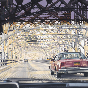 Denis Ryan, Queensborough Bridge, Acrylic on paper, 30 x 54 cm