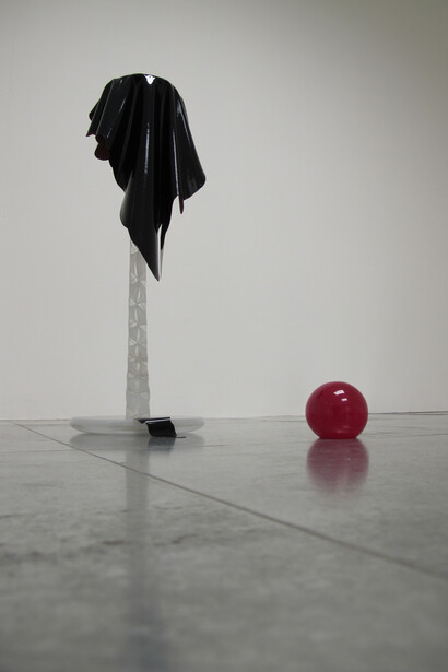 Nick Fox, Murmuring, 2009 - 2011, Sculpted, cut and polished glass, sheet of acrylic paint, 60 cm x 22 cm, Installation view, Vane, Newcastle  2013
