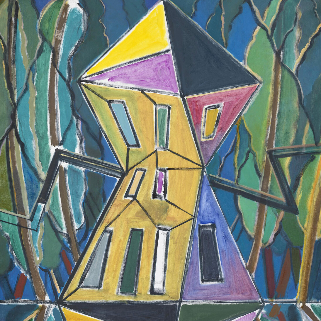 Ansel Krut, Crank House on the Lake, 2014, oil on canvas, 180 x 150 cm, 70 7/8 x 59 1/8 ins, Courtesy of Stuart Shave/Modern Art, London