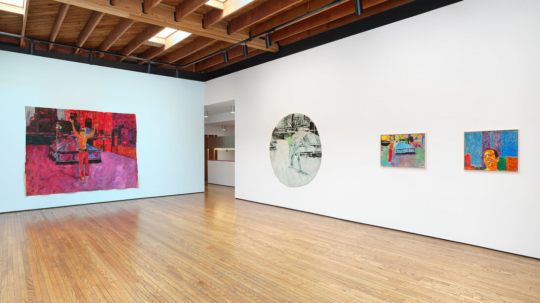 Gerald Jackson, The rooftop paintings at 255 Bowery, exhibition view. Courtesy of Parker Gallery