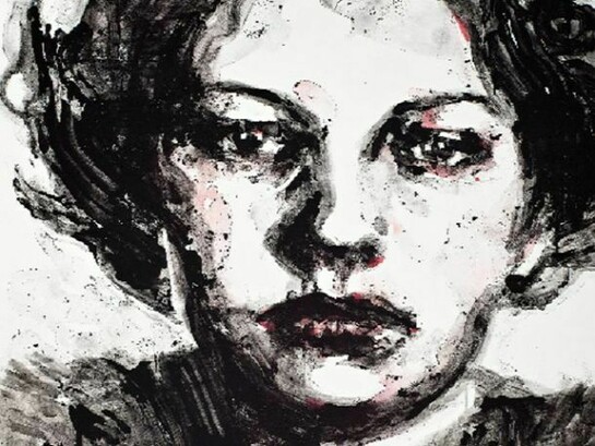 "0-639" - 2013, Mixed media on Fabriano paper, diluted powdered charcoal, gouache, mica flake, pva glue, 46 x 35 inches