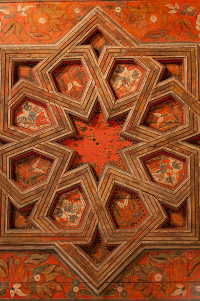 A wood carved panel