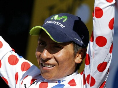 Nairo Quintana con el maillot de Campeón de la Montaña del Tour