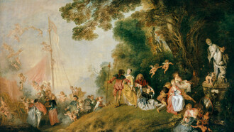Antoine Watteau, Die Einschiffung nach Cythera (L' Embarquement pour Cythère), Detail, 1718 / 1719, Öl auf Leinwand, Preußische Schlösser und Gärten Berlin-Brandenburg, Foto: SPSG/Jörg P. Anders