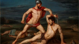 Todo (la épica, la literatura, la vida) empieza con la «cólera de Aquiles» o, por mejor decir, con su recuerdo e invocación a la musa para que inspire al poeta (portada: «Aquiles derrotando a Héctor», Rafael Tegeo)