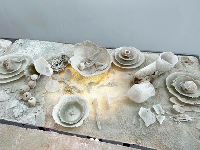 A slab of fragile art pieces by Joan Crous
