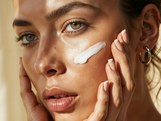 A woman incorporating skincare into her morning routine, representing the first line of defense against premature skin aging