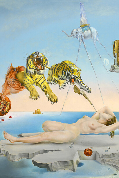 Salvador Dalí, Rêve causé par le vol d'une abeille autour d'une pomme-grenade, une seconde avant l'éveil, 1944. Cortesía de Centre Pompidou 