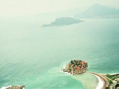 View at the Sveti Stefan from mountains