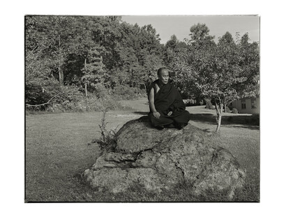 The Dalai Lama, Washington, New Jersey, 1990, archival pigment print, 30.5 x 37 inches. Photograph © Annie Leibovitz