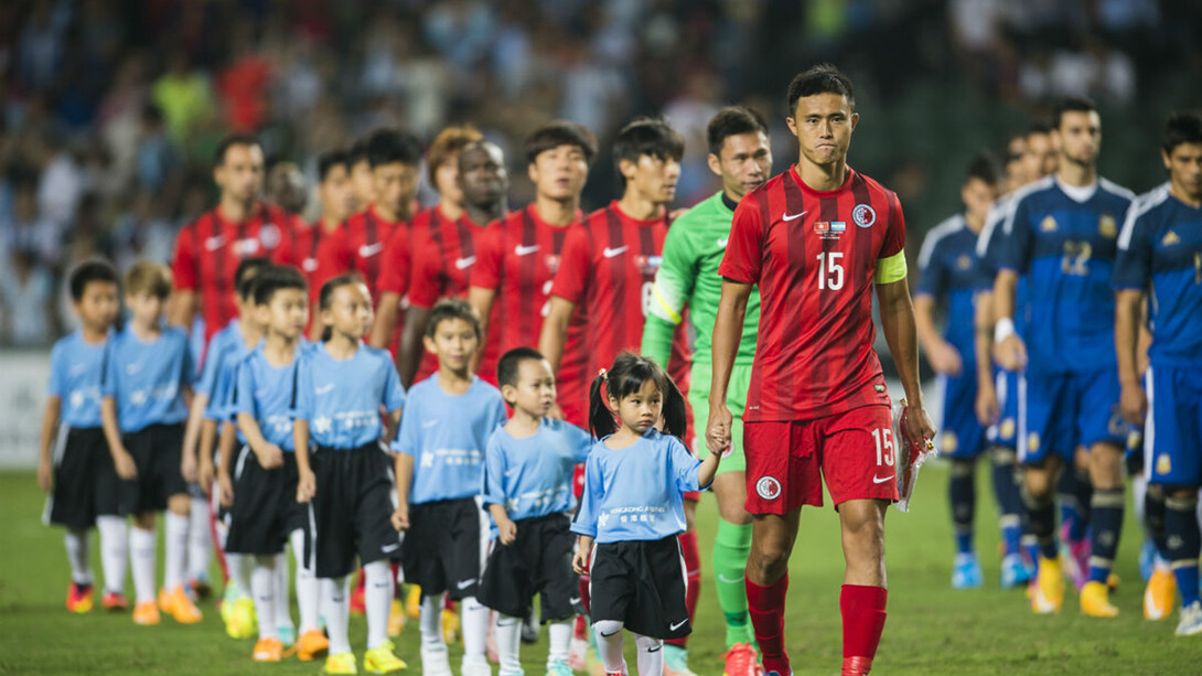 La nazionale di Hong Kong durante un amichevole contro l'Argentina