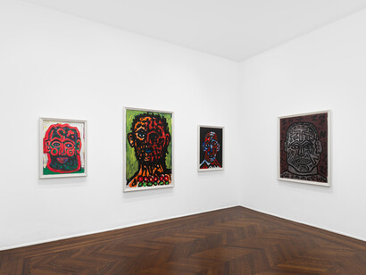 A.R. Penck, The temple of many faces, exhibition view. Courtesy of Michael Werner Gallery