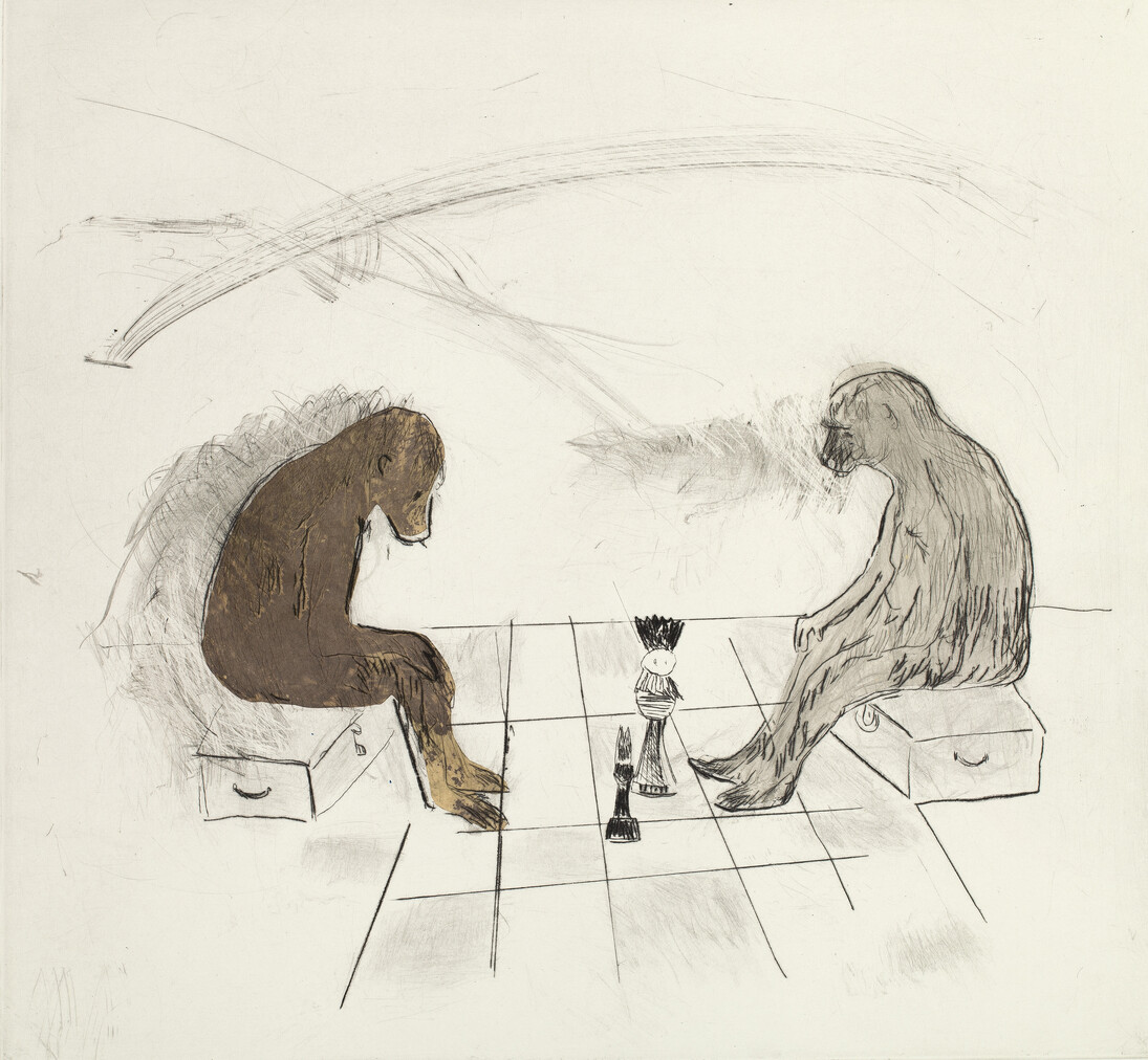 Word, Drypoint with tea-stained chine collé
