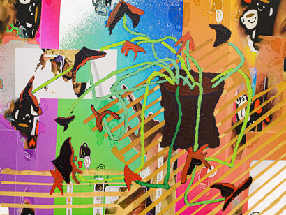 Benjamin Duax, False Shamrock 2 (detail), 2023. Acrylic Paint on Custom Printed Canvas, 22 × 28 in | 55.9 × 71.1 cm. Courtesy of the artist and Hyacinth Gallery