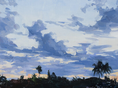 Miami skyline, 2018, Oil on gesso board, 23 x 18 cms. Courtesy of the artist 