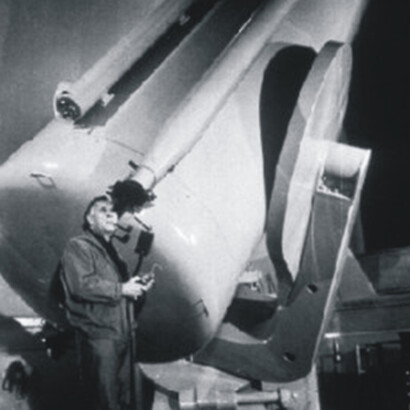 Edwin Powell Hubble durante una prova spaziale