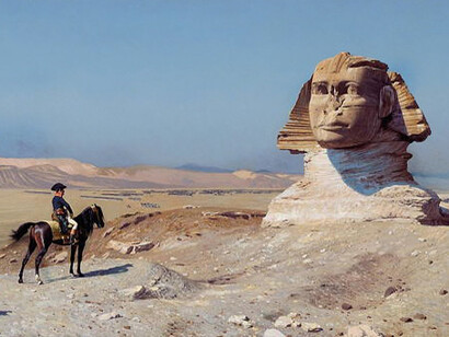 En el caso de Napoleón, las rivalidades imperiales se producían en el seno de Europa, entre Francia e Inglaterra. Eran dos potencias occidentales con intereses en dominar Oriente.  Jean-Léon Gérôme (1824—1904) "Bonaparte en El Cairo". 1886. Esfinge, Egipto