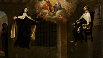José García Hidalgo; Levitación de Santa Teresa y San Juan de la Cruz en la Encarnación de Ávila, c. 1675 (detalle)