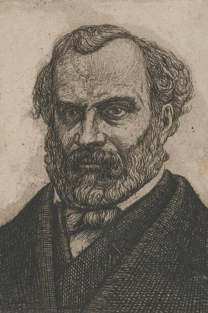 Charles Meryon, French, 1821-1868, Armand Guéraud of Nantes, Printer and Man of Letters (Armand Guéraud, imprimeur et littérateur, de Nantes), 1861, Tin etching on cream-colored, smooth laid paper, Image/plate: 5.8 x 4.8 cm (2 5/16 x 1 7/8 inches) Helen M. Danforth Acquisition Fund 66.100