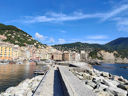 Vista sul Golfo Paradiso da Camogli, Genova, Italia