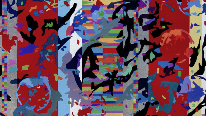 Peripheral thought, house photo word movie paint, singular color. Courtesy of Lora Schlesinger Gallery