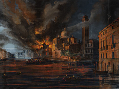 Luigi Querena. L’incendio della Scuola dei Morti a San Geremia, 1850