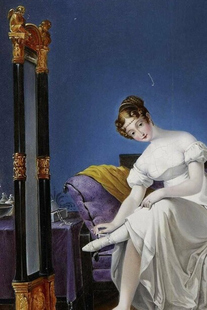 "Joven en boudoir", óleo sobre madera, anónimo, 1829