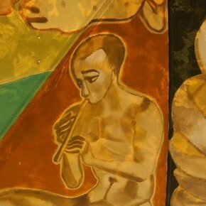 Francesco Clemente, Standing With Truth (Detail), 2013, Tempera on cotton and mixed media, 600 x 400 x 300cm