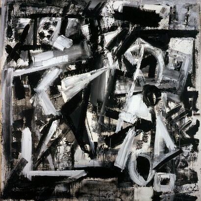 De America ’76 – 9 (dettaglio), 1976, 207 × 204,5 cm - Idropittura, carboncino, carta, pastello e pittura alla nitro su carta intelata
Fondazione Emilio e Annabianca Vedova, Venezia
