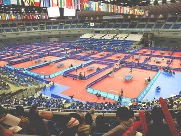 Herning, dans l’ouest du Danemark, lors des Championnats d’Europe de tennis de table 2012
