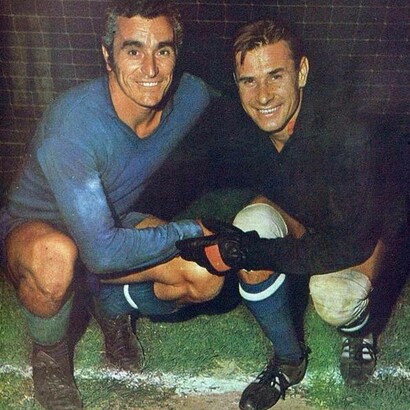 Rivista El Gráfico 11 febbraio 1969. Amadeo Carrizo e Lev Yashin in posa insieme a Lima, Perù, dove la squadra locale disputò un'amichevole contro la FC Dynamo Moscow all'Estadio Nacional