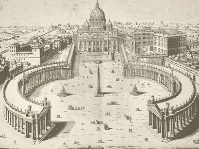 Giovanni Battista Falda, "La Basilica di San Pietro e la piazza con il colonnato del Bernini", acquaforte, (post 22 maggio 1667)