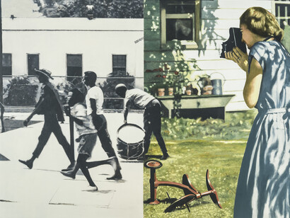 Martin Mull, Band on the Run, 2014, Oil on panel, 30 x 40 in.
