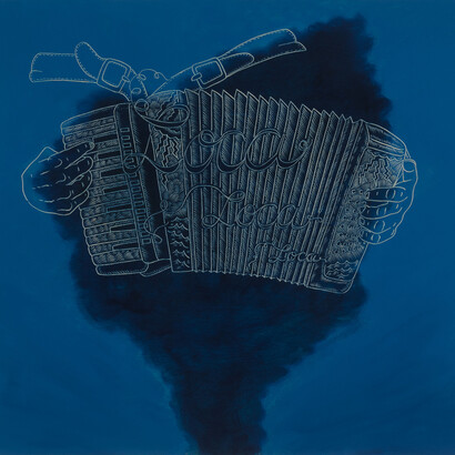 Ricky Armendariz, Loca Loca Loca, oil on carved plywood, 24 x 24 inches, 2014