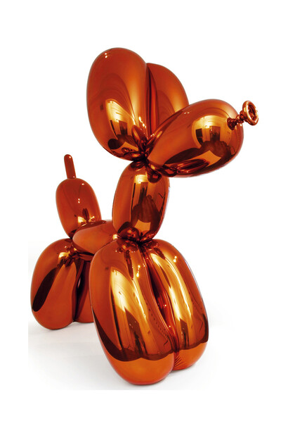 Jeff Koons, Balloon Dog (Orange), high chromium stainless steel with transparent color coating, 121 x 143 x 45 inches / 307.3 x 363.2 x 114.3 cm, Executed in 1994-2000 © Jeff Koons