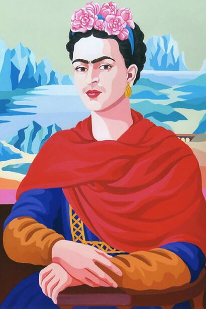 Giuseppe Veneziano, Frida Kahlo De Rivera, 2019, acrilico su tela, cm 87x67x7, Collezione privata